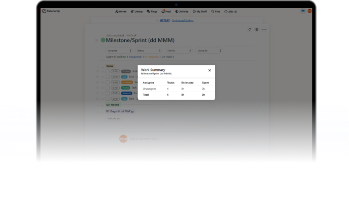 Estimate & Total Hours Management